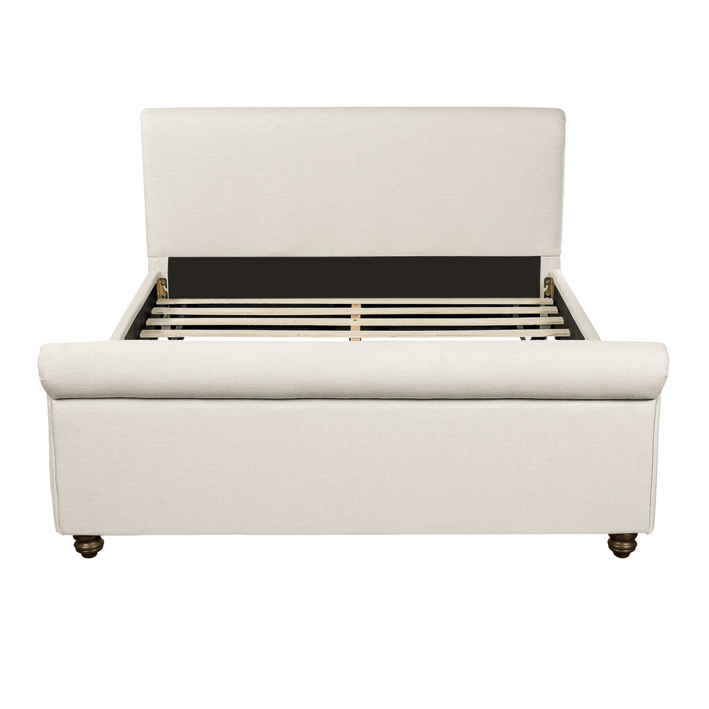 Queen Size Upholstered Bed Frame With Linen Fabric