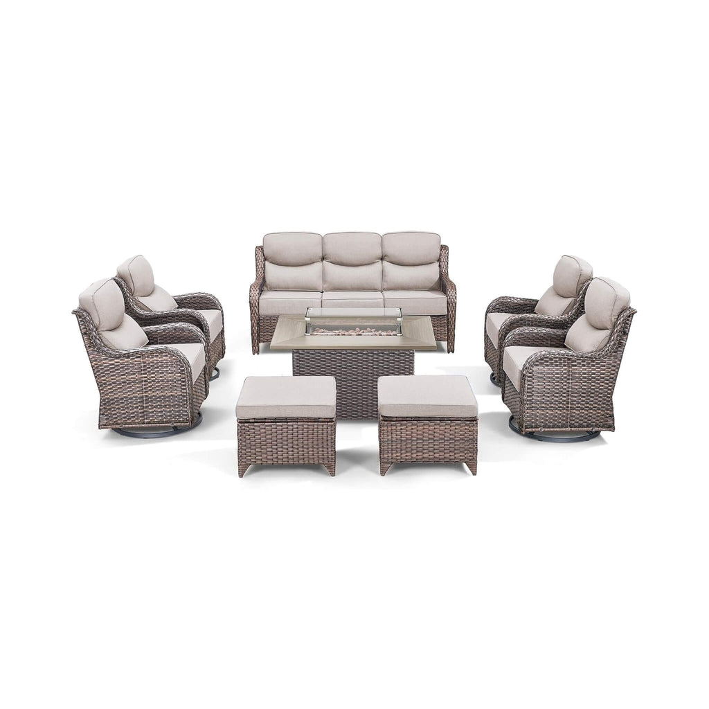 Luxury 8-Piece All-Weather Patio Furniture Set With Fire Pit Table (SAK37512)