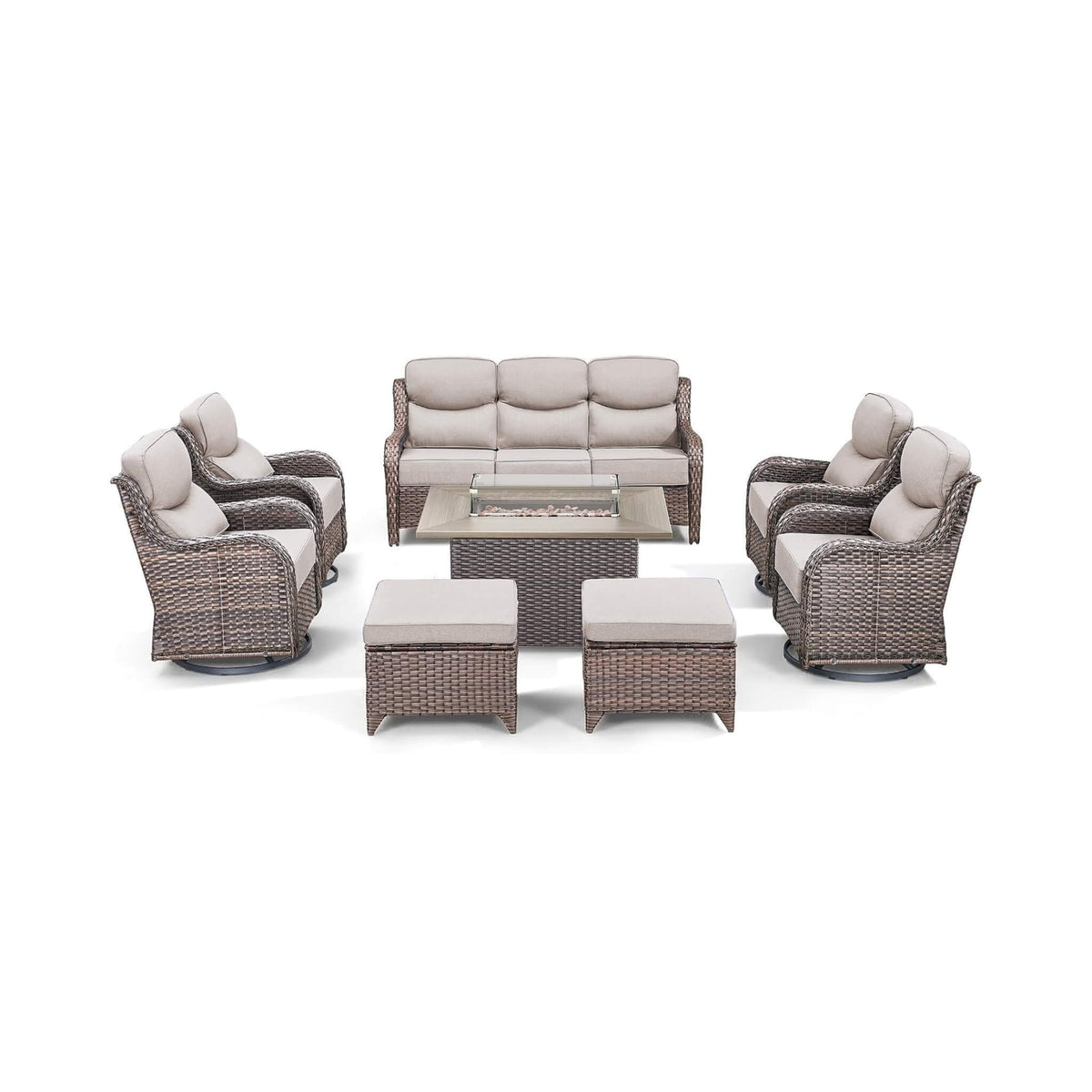 Luxury 8-Piece All-Weather Patio Furniture Set With Fire Pit Table (SAK37512)