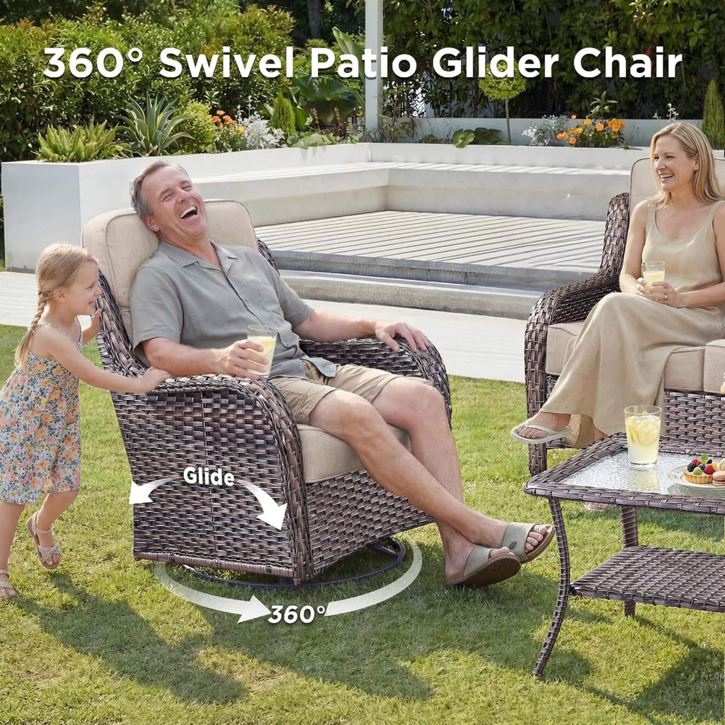 Luxury 8-Piece All-Weather Patio Furniture Set With Fire Pit Table (SAK37512)