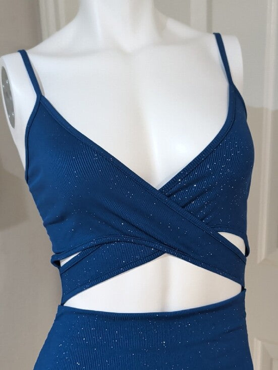 Shein Blue Sparkle Cutout Bodycon Dress Women's XS New