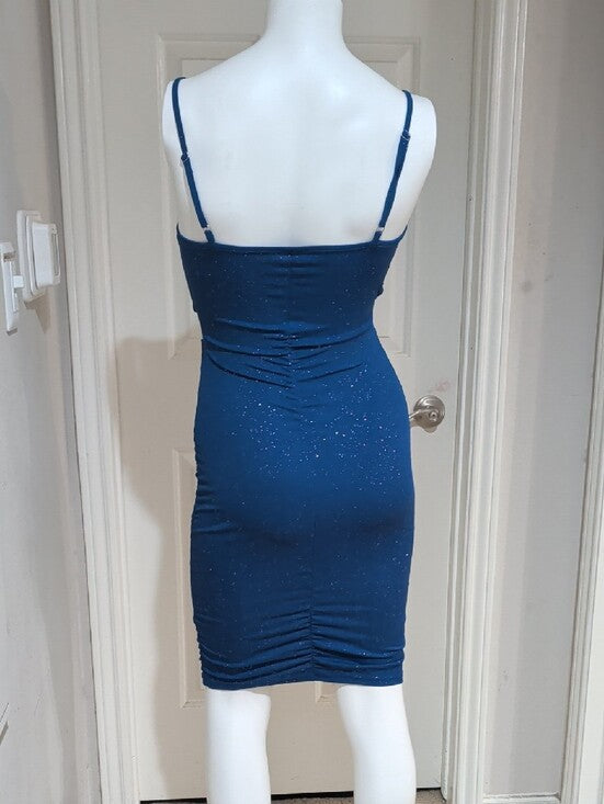 Shein Blue Sparkle Cutout Bodycon Dress Women's XS New