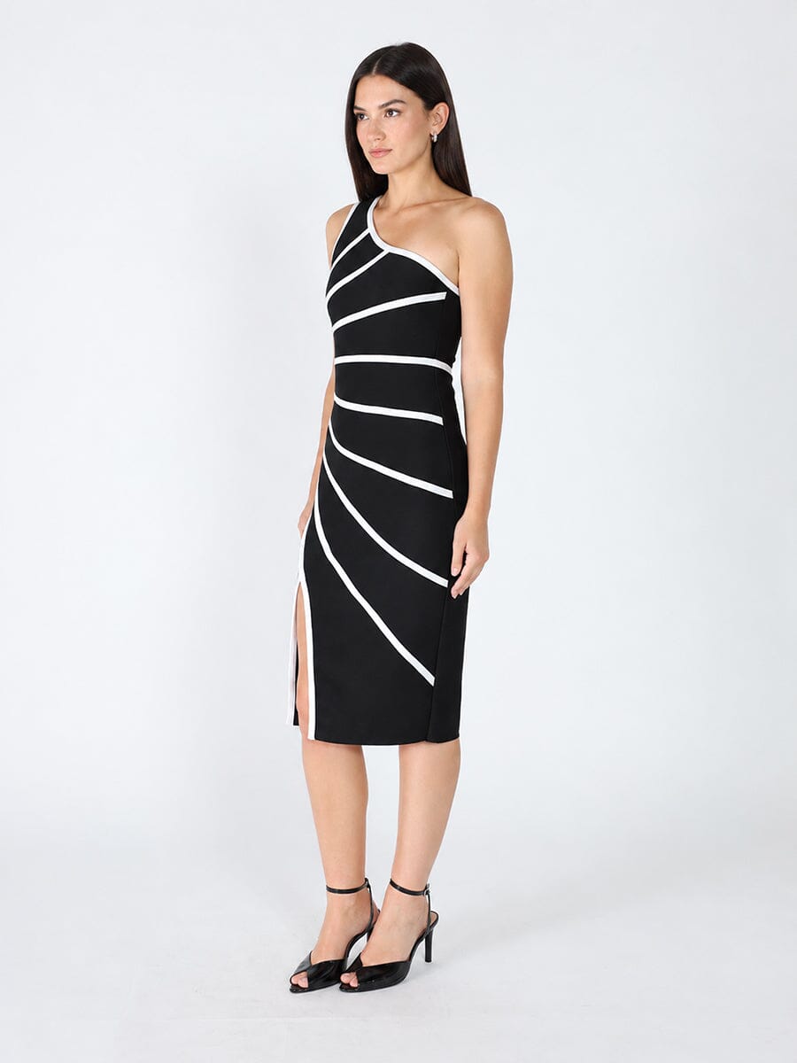 Gracia Fashion Women's One Side Sleeve Bottom Slit Dress