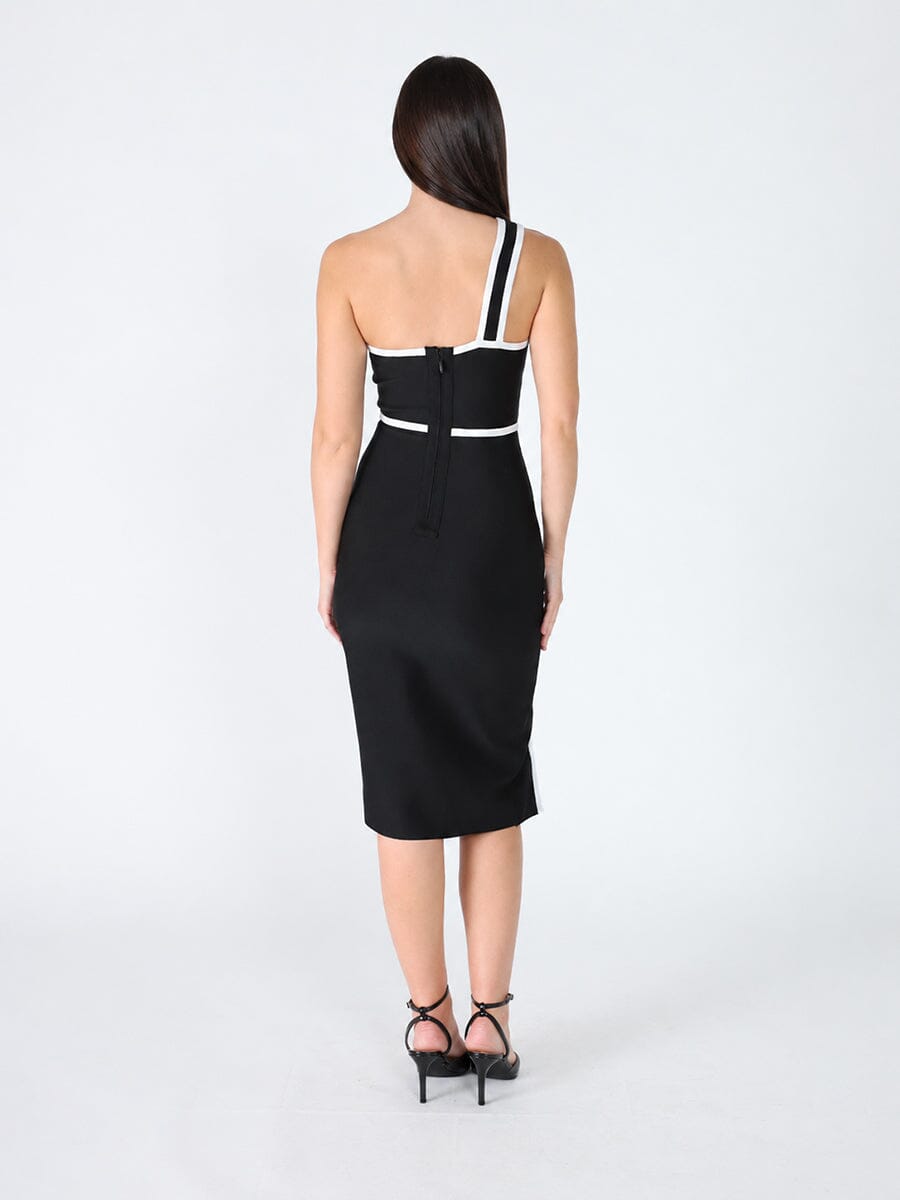Gracia Fashion Women's One Side Sleeve Bottom Slit Dress