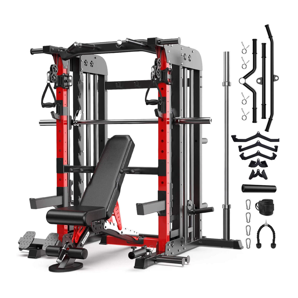 Premium 2000LBS All-In-One Squat Rack Power Cage With Smith Machine (SAK59213)