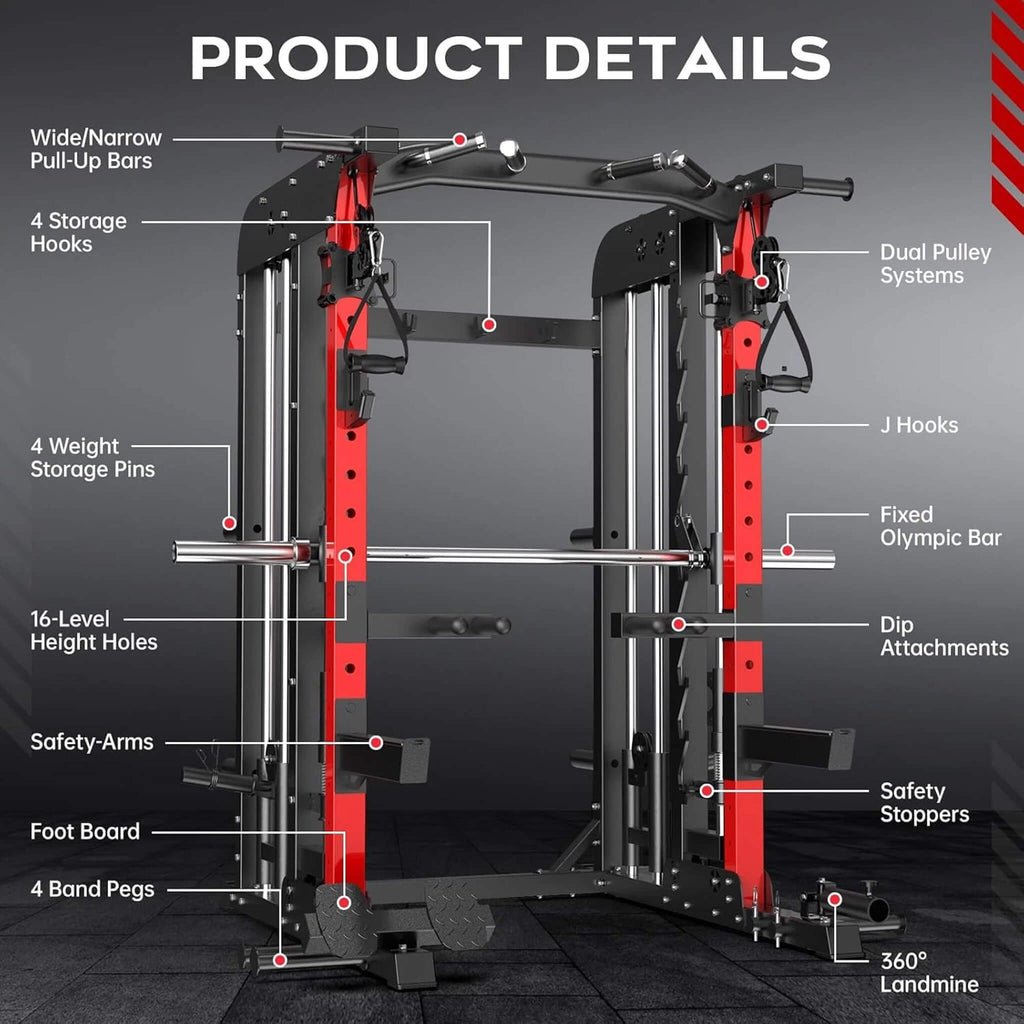 Premium 2000LBS All-In-One Squat Rack Power Cage With Smith Machine (SAK59213)