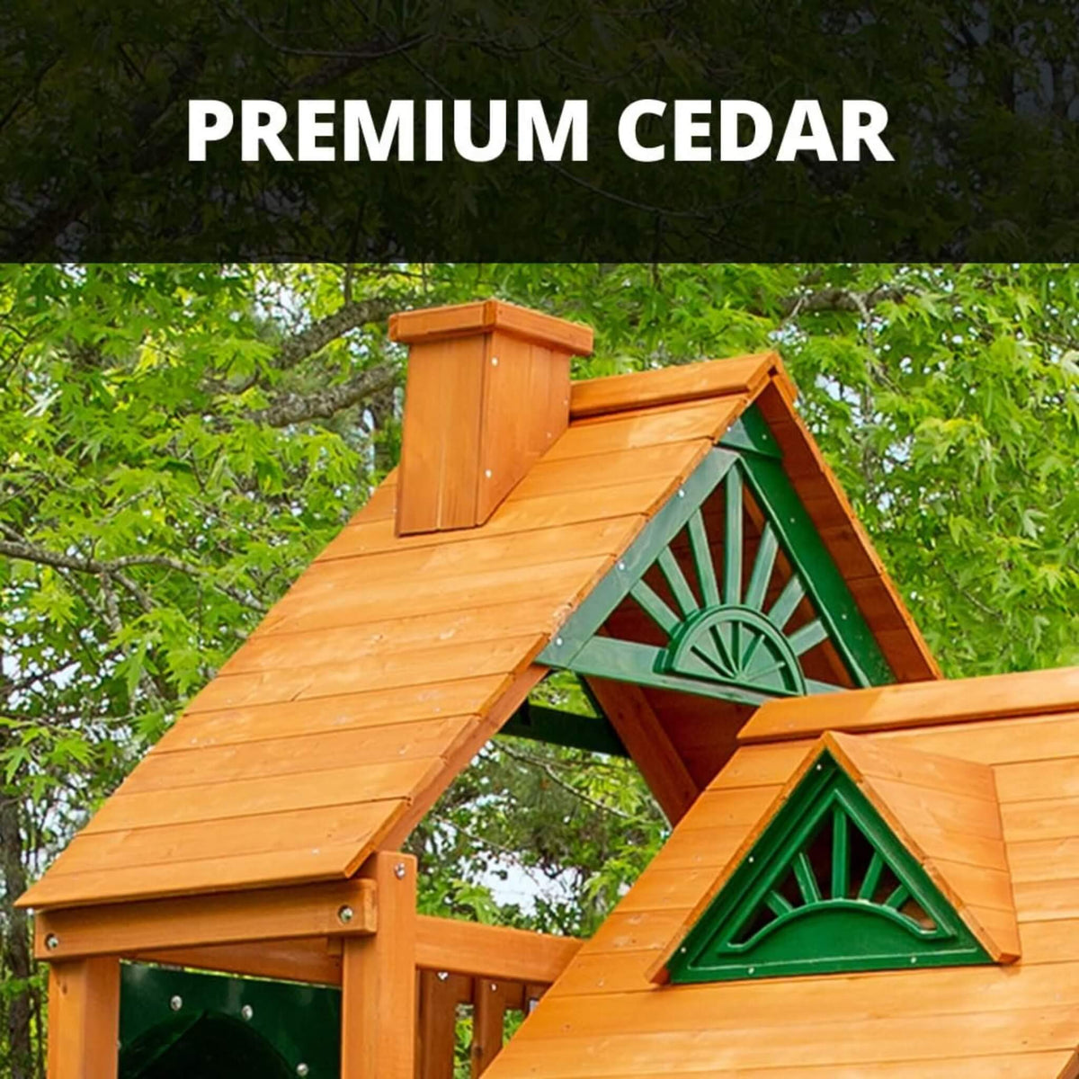 Premium Cedar Wood Swing Set With Tower Tire Swing Slide Ramp And Clatter Bridge (SAK85961)