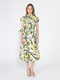 Gracia Fashion Women's Short Sleeve Button Down Printed Midi Dress