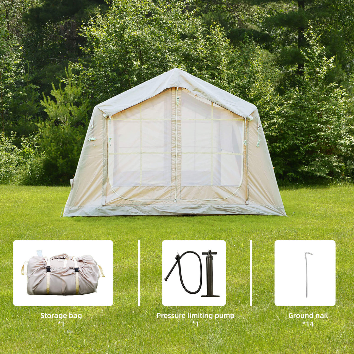 4-Season Outdoor Inflatable Blow Up Camping Tent With Air Pump [4-6 People] (SAK46821)